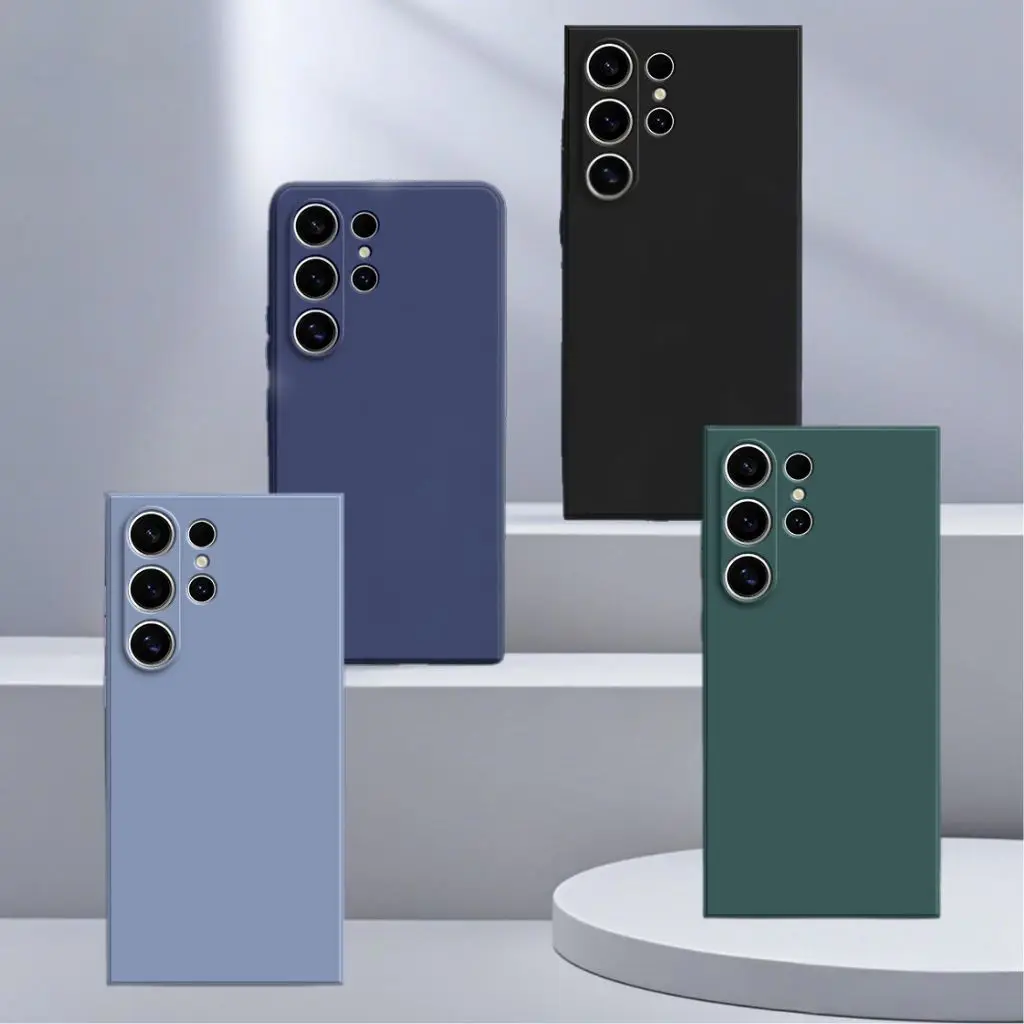 for Samsung S25 S24 S23 S22 Ultra Case Liquid Silicone Soft Shell For Galaxy S 24 23 22 Ultra Plus S23FE Slim Protective Cover