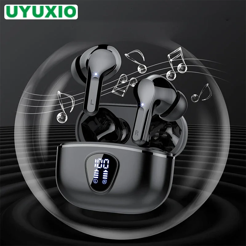 New Wireless Earbuds HiFi Stereo Headphones BT5.3 with ENC Noise Cancelling 48H LED Display Ear Buds IP7 Waterproof Earphones
